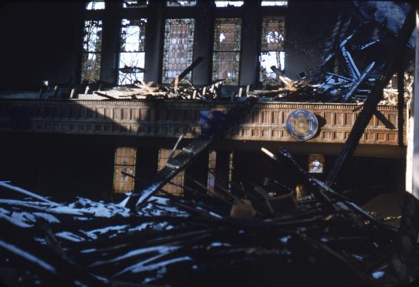 Eaton Chapel Interior - Day After Fire - December 13 1953