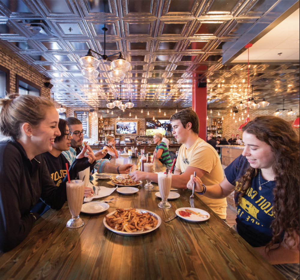 Students enjoy dining at Lucy's #7 in downtown Beloit.